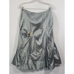 Lee Andersen Retro Silk Crinkle Knee Length Small Skirt Victorian Style Grayish